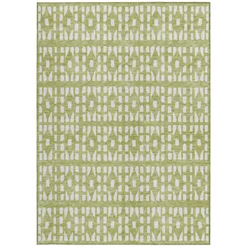 3' X 5' Sage And Ivory Geometric Washable Indoor Outdoor Area Rug