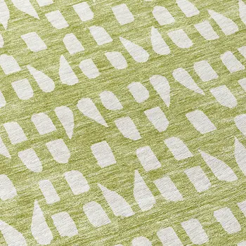 8' Sage And Ivory Round Geometric Washable Indoor Outdoor Area Rug