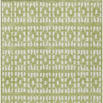 8' X 10' Sage And Ivory Geometric Washable Indoor Outdoor Area Rug