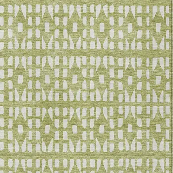 8' X 10' Sage And Ivory Geometric Washable Indoor Outdoor Area Rug