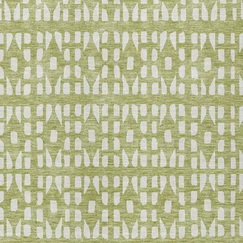10' X 14' Sage And Ivory Geometric Washable Indoor Outdoor Area Rug