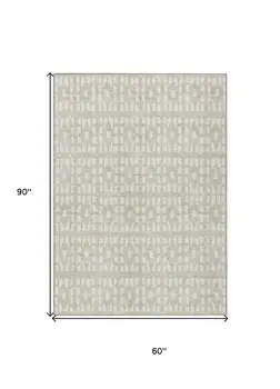 5' X 8' Beige And Ivory Geometric Washable Indoor Outdoor Area Rug