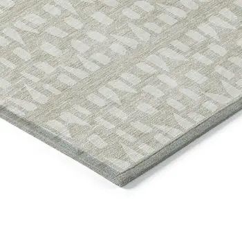 5' X 8' Beige And Ivory Geometric Washable Indoor Outdoor Area Rug