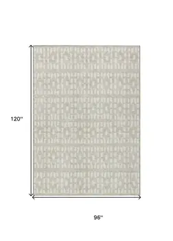 8' X 10' Beige And Ivory Geometric Washable Indoor Outdoor Area Rug