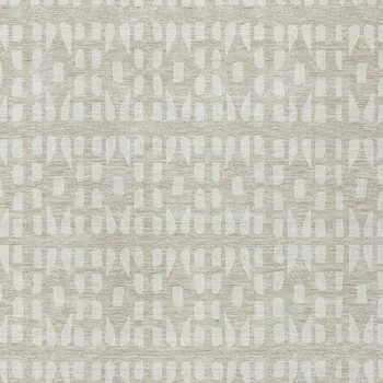 8' X 10' Beige And Ivory Geometric Washable Indoor Outdoor Area Rug