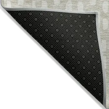 9' X 12' Beige And Ivory Geometric Washable Indoor Outdoor Area Rug