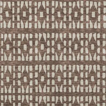 5' X 8' Brown And Ivory Geometric Washable Indoor Outdoor Area Rug