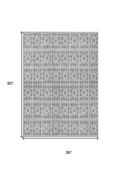 3' X 5' Gray And Ivory Geometric Washable Indoor Outdoor Area Rug