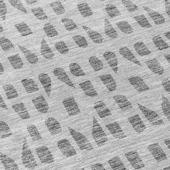 8' Gray And Ivory Round Geometric Washable Indoor Outdoor Area Rug