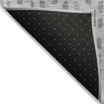 9' X 12' Gray And Ivory Geometric Washable Indoor Outdoor Area Rug