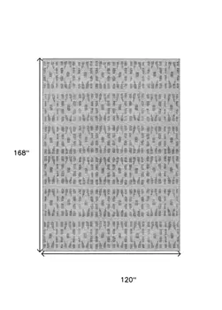 10' X 14' Gray And Ivory Geometric Washable Indoor Outdoor Area Rug