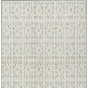 3' X 5' Ivory And Beige Geometric Washable Indoor Outdoor Area Rug