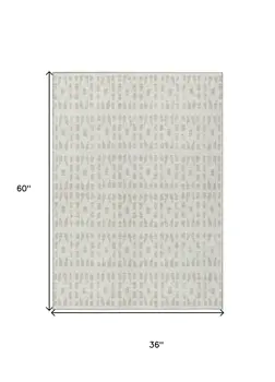 3' X 5' Ivory And Beige Geometric Washable Indoor Outdoor Area Rug