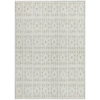 5' X 8' Ivory And Beige Geometric Washable Indoor Outdoor Area Rug