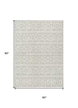 5' X 8' Ivory And Beige Geometric Washable Indoor Outdoor Area Rug