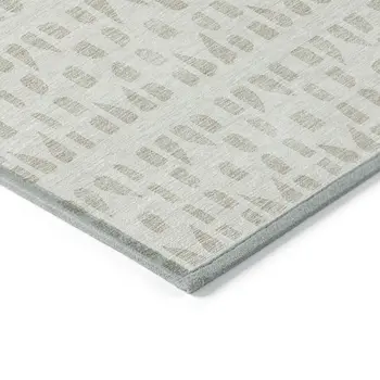9' X 12' Ivory And Beige Geometric Washable Indoor Outdoor Area Rug