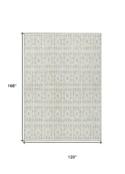 10' X 14' Ivory And Beige Geometric Washable Indoor Outdoor Area Rug