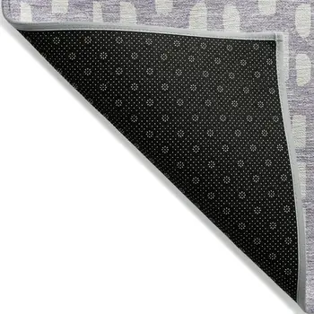 3' X 5' Lavender And Ivory Geometric Washable Indoor Outdoor Area Rug