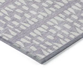 3' X 5' Lavender And Ivory Geometric Washable Indoor Outdoor Area Rug