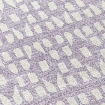 8' Lavender And Ivory Round Geometric Washable Indoor Outdoor Area Rug