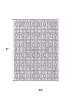 8' X 10' Lavender And Ivory Geometric Washable Indoor Outdoor Area Rug