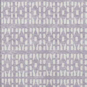 9' X 12' Lavender And Ivory Geometric Washable Indoor Outdoor Area Rug