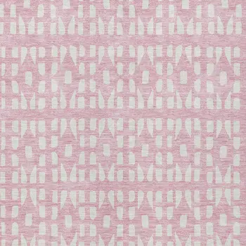 8' X 10' Pink And Ivory Geometric Washable Indoor Outdoor Area Rug
