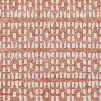 8' X 10' Salmon And Ivory Geometric Washable Indoor Outdoor Area Rug