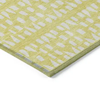 5' X 8' Yellow And Ivory Geometric Washable Indoor Outdoor Area Rug