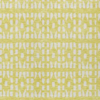 5' X 8' Yellow And Ivory Geometric Washable Indoor Outdoor Area Rug
