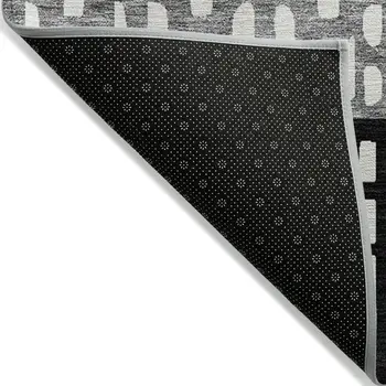 10' X 14' Black Gray And Ivory Geometric Washable Indoor Outdoor Area Rug