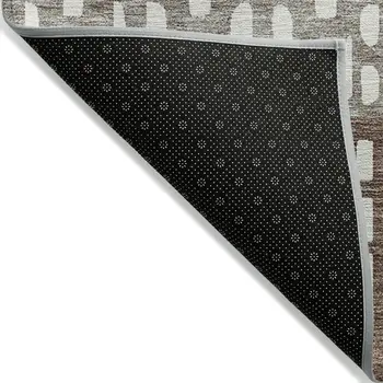 9' X 12' Chocolate Taupe And Ivory Geometric Washable Indoor Outdoor Area Rug