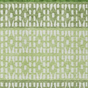 3' X 5' Green Sage And Ivory Geometric Washable Indoor Outdoor Area Rug