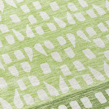 8' Green Sage And Ivory Round Geometric Washable Indoor Outdoor Area Rug
