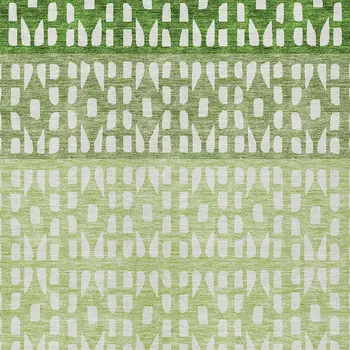 8' X 10' Green Sage And Ivory Geometric Washable Indoor Outdoor Area Rug