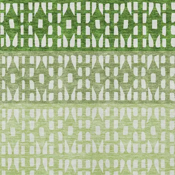 10' X 14' Green Sage And Ivory Geometric Washable Indoor Outdoor Area Rug