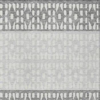 5' X 8' Gray Silver And Charcoal Geometric Washable Indoor Outdoor Area Rug