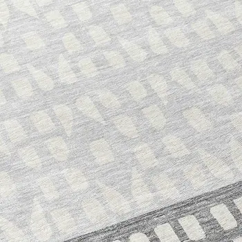 8' Gray Silver And Charcoal Round Geometric Washable Indoor Outdoor Area Rug