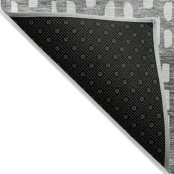 9' X 12' Gray Silver And Charcoal Geometric Washable Indoor Outdoor Area Rug