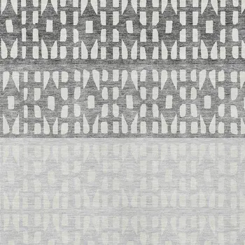 9' X 12' Gray Silver And Charcoal Geometric Washable Indoor Outdoor Area Rug