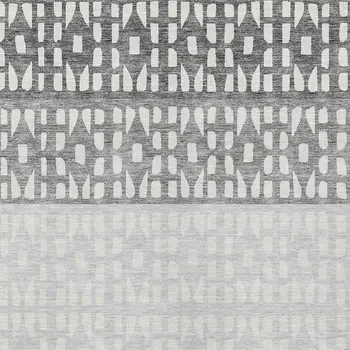 10' X 14' Gray Silver And Charcoal Geometric Washable Indoor Outdoor Area Rug