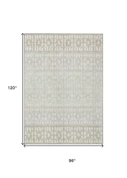 8' X 10' Ivory Beige And Tan Geometric Washable Indoor Outdoor Area Rug