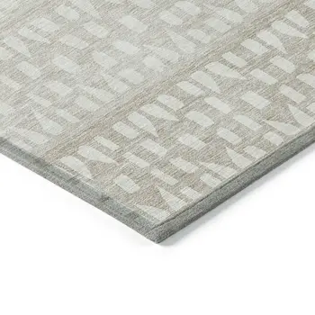 10' X 14' Ivory Beige And Tan Geometric Washable Indoor Outdoor Area Rug