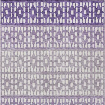 3' X 5' Purple Lavender And Ivory Geometric Washable Indoor Outdoor Area Rug
