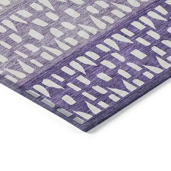 5' X 8' Purple Lavender And Ivory Geometric Washable Indoor Outdoor Area Rug