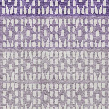 8' X 10' Purple Lavender And Ivory Geometric Washable Indoor Outdoor Area Rug