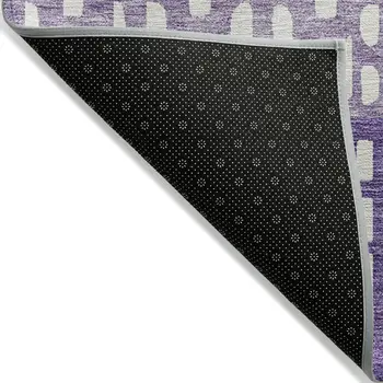 10' X 14' Purple Lavender And Ivory Geometric Washable Indoor Outdoor Area Rug