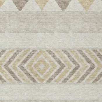 5' X 8' Beige Ivory And Taupe Southwestern Washable Indoor Outdoor Area Rug