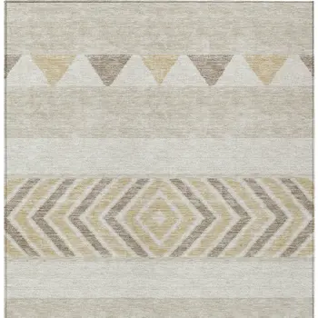 8' X 10' Beige Ivory And Taupe Southwestern Washable Indoor Outdoor Area Rug