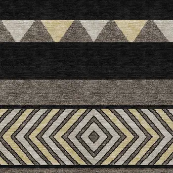 10' X 14' Black Ivory And Wheat Southwestern Washable Indoor Outdoor Area Rug
